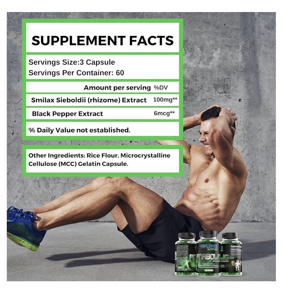 Worldwide Nutrition Anabolic Accelerator For Men Energy Workout Recovery 180caps