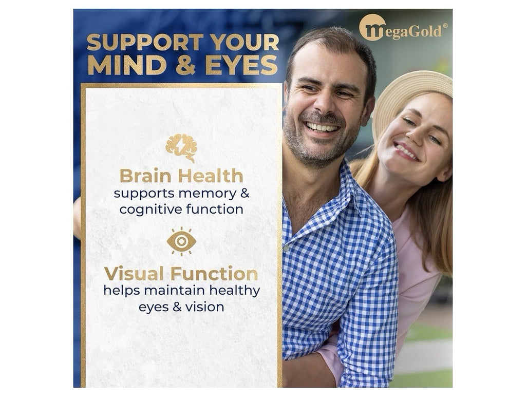 MegaGold DHA 1000 Fish Oil Omega 3 Supplement Brain Visual Function Support 60sg