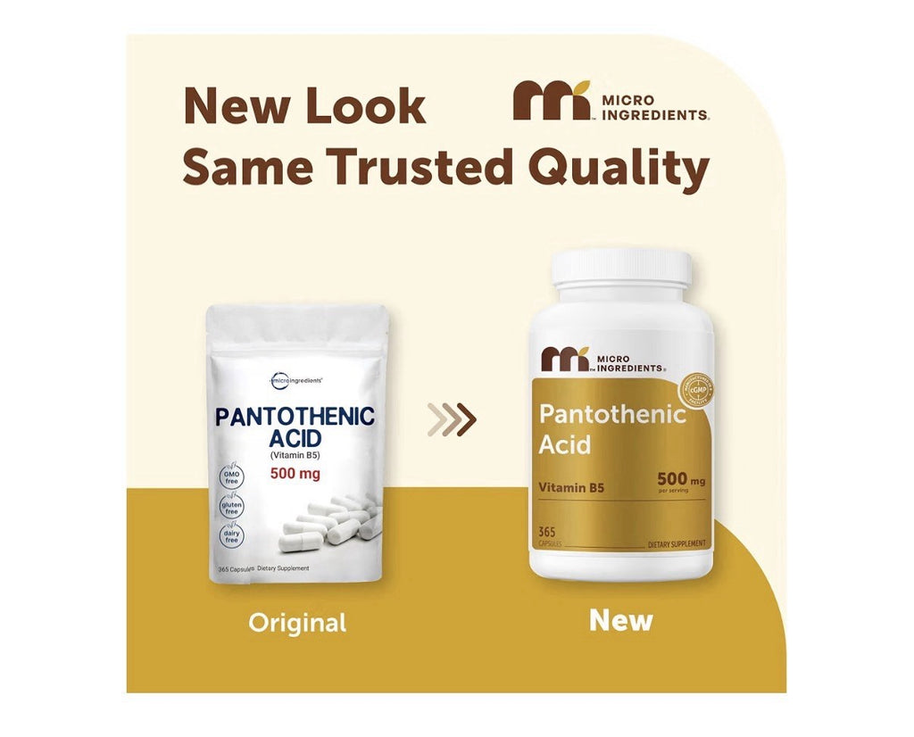 Micro Ingredients Pantothenic Acid Vitamin B5 500 mg Per Serving 365 Capsules