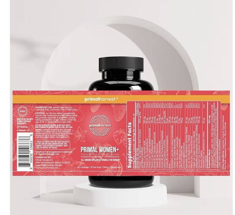Primal Harvest Women+ Multivitamin All Around Multivitamin Formula 60 Capsules