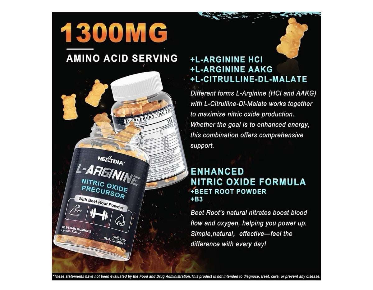 Nextdia L Arginine Nitric Oxide Precursor With Beet Root for Men & Women 60gummy