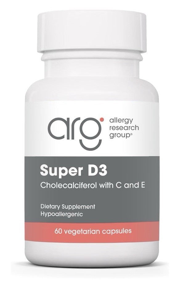 Allergy Research Group ARG Super D3 Cholecalciferol with C and E 60 Capsules