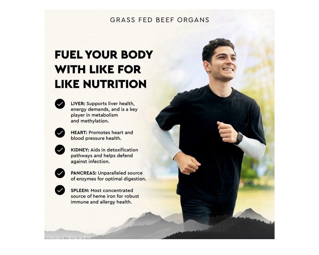 Ancestral Supplements Beef Organs Grass Fed Whole Body Wellness 180 Capsules
