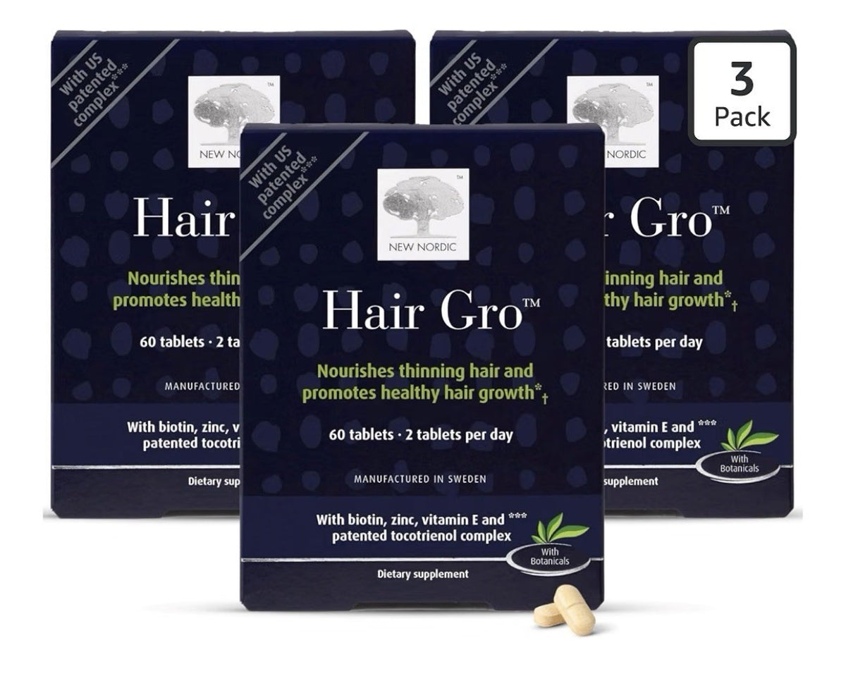 3 Pack NEW NORDIC Hair GRO Nourishing Thinning Hair Promotes Healthy Hair Growth