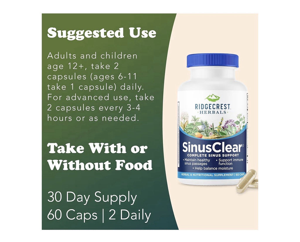 RidgeCrest Herbals SinusClear Respiratory Support Healthy Sinus Passages 60 Caps