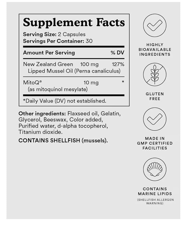 MitoQ +Joint For Cell Vitality Cellular Dietary Supplement Joints Health 60 Caps
