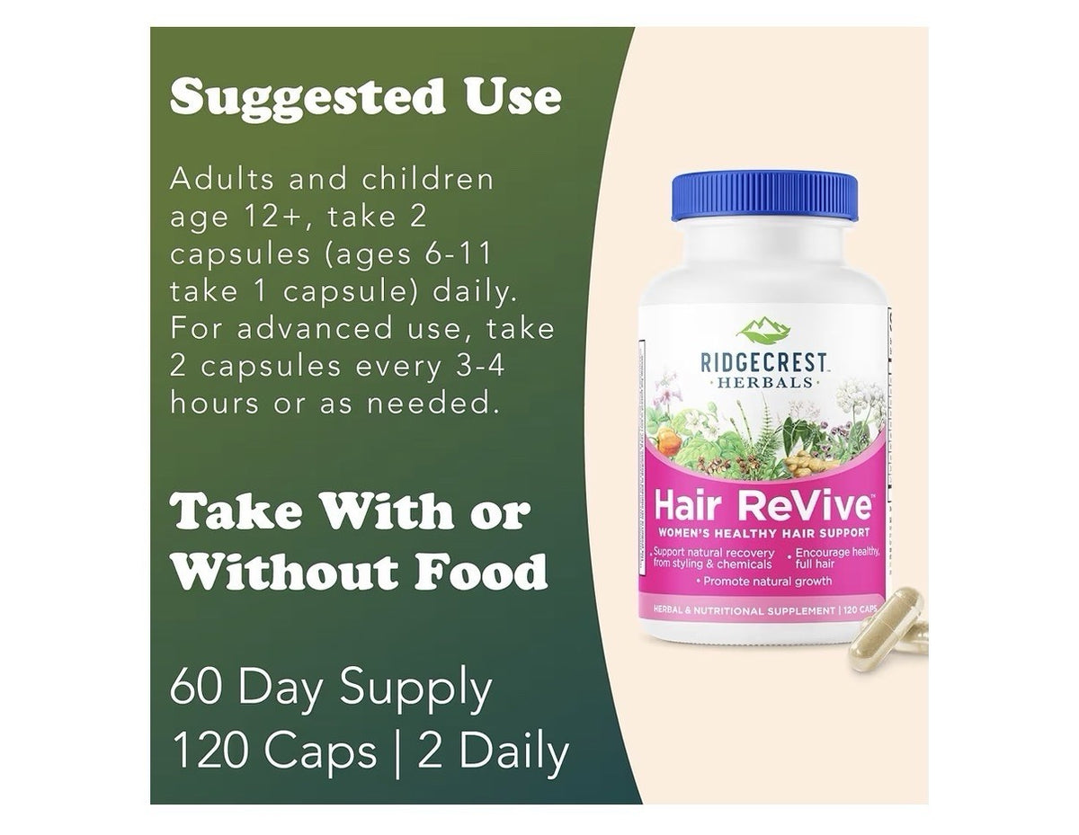 RidgeCrest Herbals Hair ReVive Nutritional Healthy Hair Support Supplement 120ca