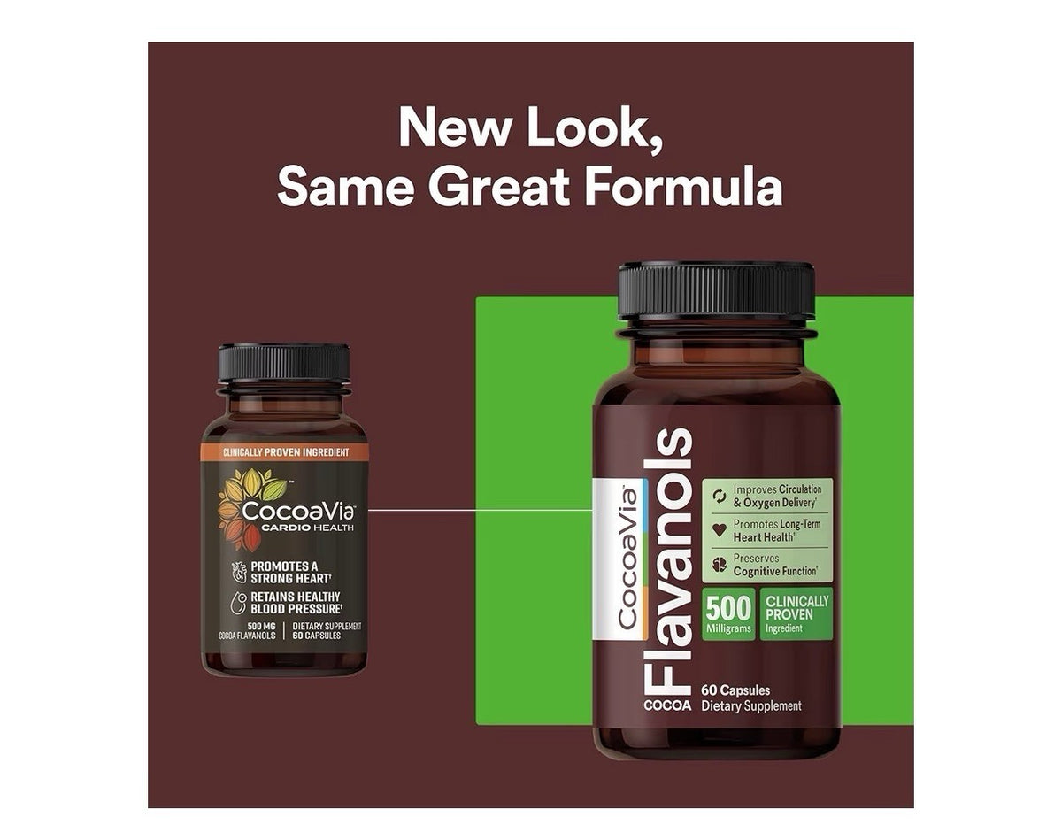 CocoaVia Cocoa Flavanols 500mg Heart Brain Cognitive Circulation Support 60 Caps