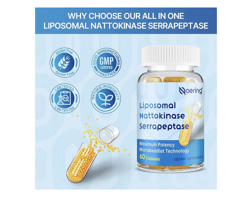 Naering Liposomal Nattokinase Serrapeptase Circulatory Digestive Health 2 Pack