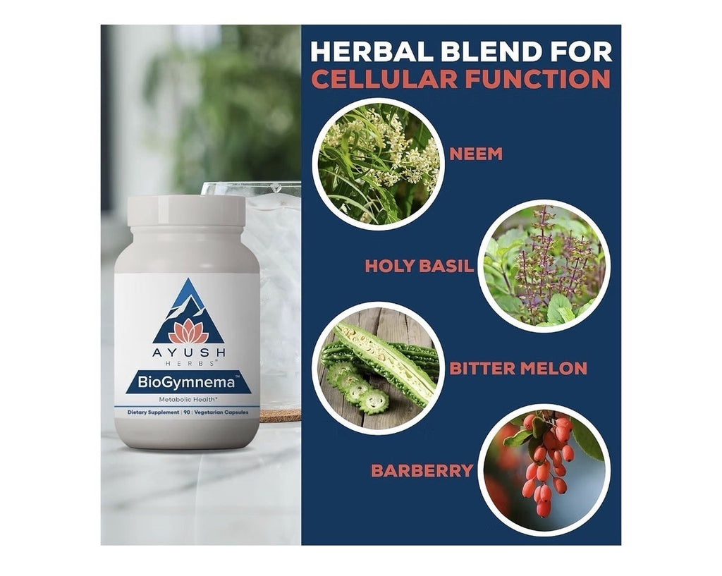 Ayush Herbs BioGymnema Metabolic Health Herb Blend For Women & Men 90 Capsules