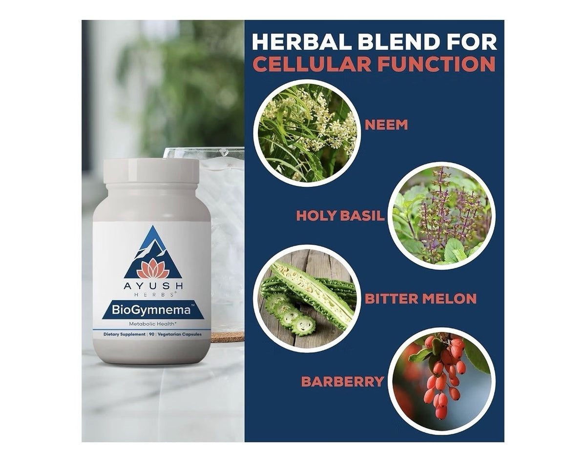Ayush Herbs BioGymnema Metabolic Health Herb Blend For Women & Men 90 Capsules