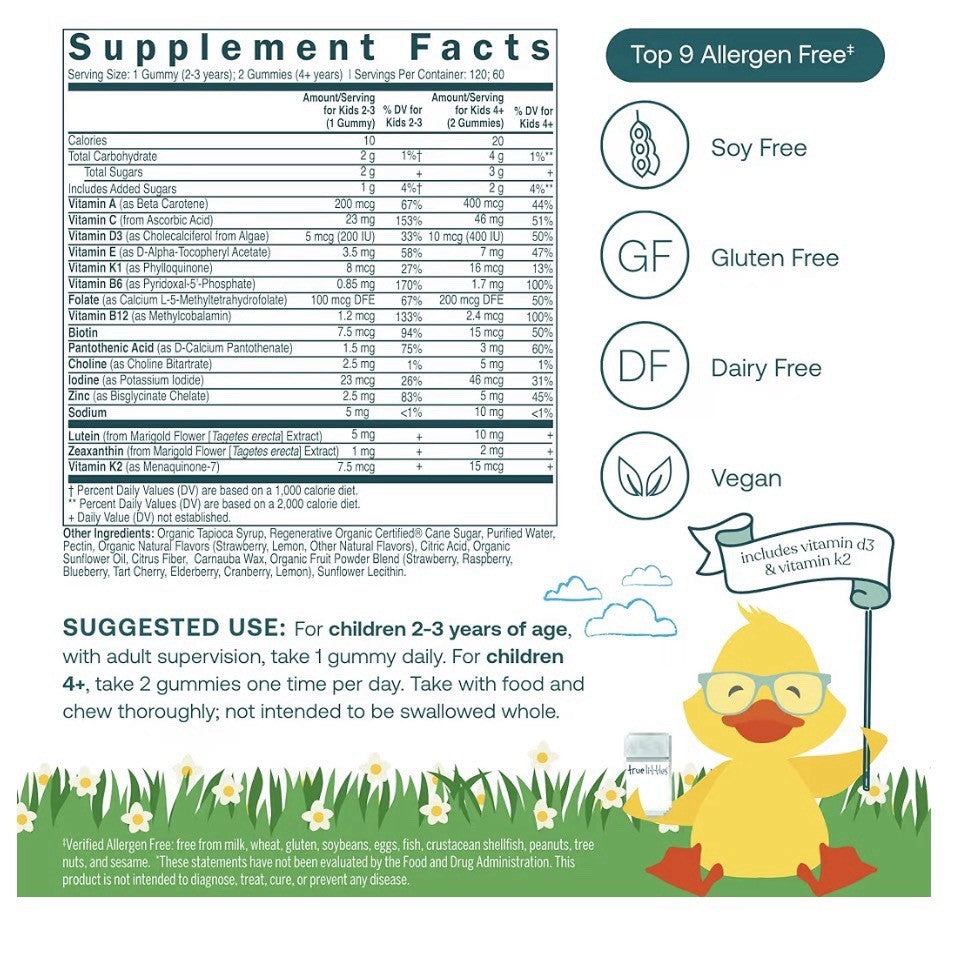 True Grace True Littles Daily Kids Multivitamin Immune Bone Cognitive Eye 120gmy
