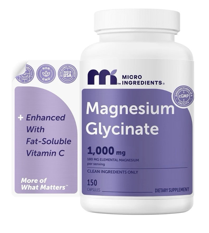 Micro Ingredients Magnesium Glycinate 1,000mg Per Serving Clean Ingredients 150c