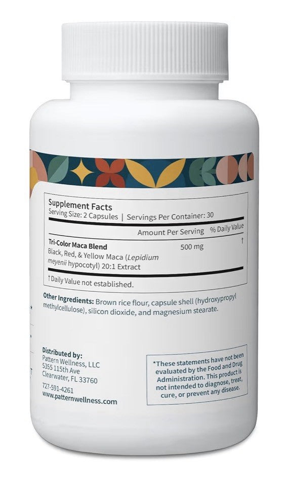 Pattern Wellness Maca Root Reproductive Fertility Support Mood Endurance 60 Caps