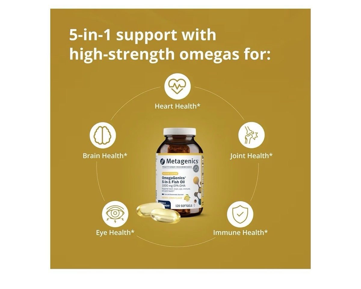 Metagenics OmegaGenics 5 in 1 Fish Oil 1000 mg EPA-DHA Active Living 120softgels