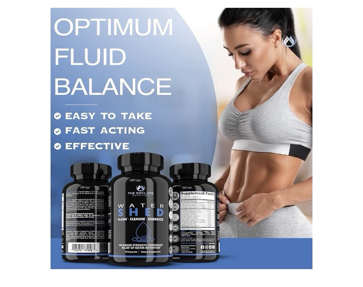 THE ENCLARE NUTRITION WATER SHED Flush Cleanse Energize Water Retention 3 Pack