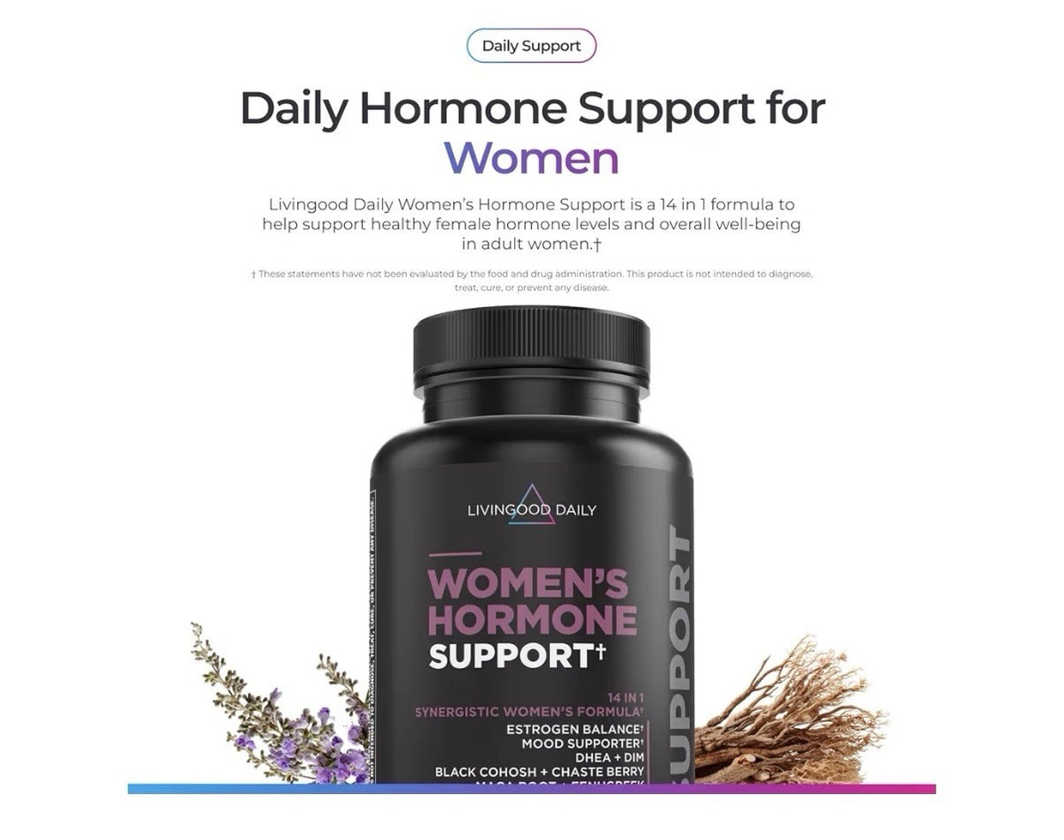 Livingood Daily Women’s Hormone Support Supplement Estrogen Balance 120 Capsules