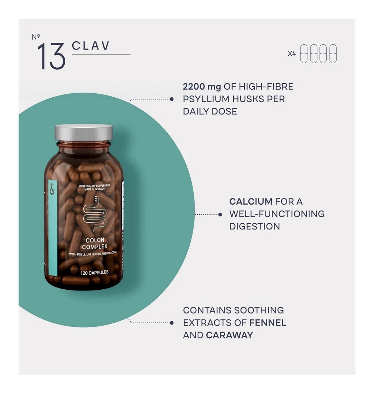 CLAV Pulse OPC Complex Premium Blood Pressure Support Supplement 120 Capsules