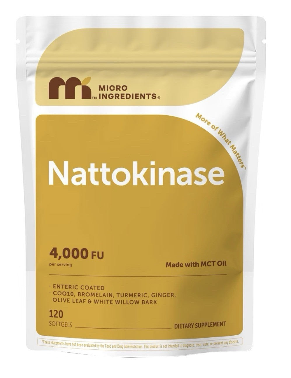 Micro Ingredients Nattokinase 4,000 FU Per Serving 120 Softgels