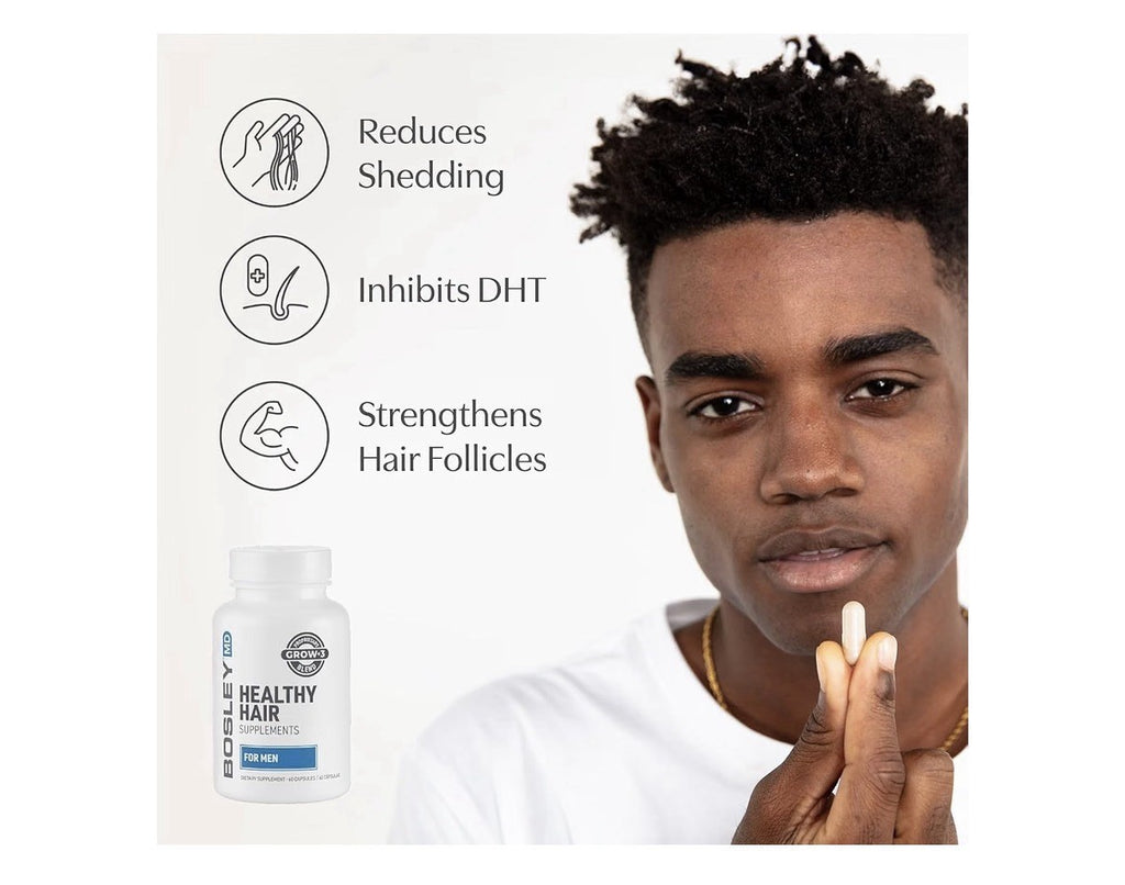 BosleyMD Healthy Hair Supplements For Men DHT-Blocking Botanicals 60 Capsules