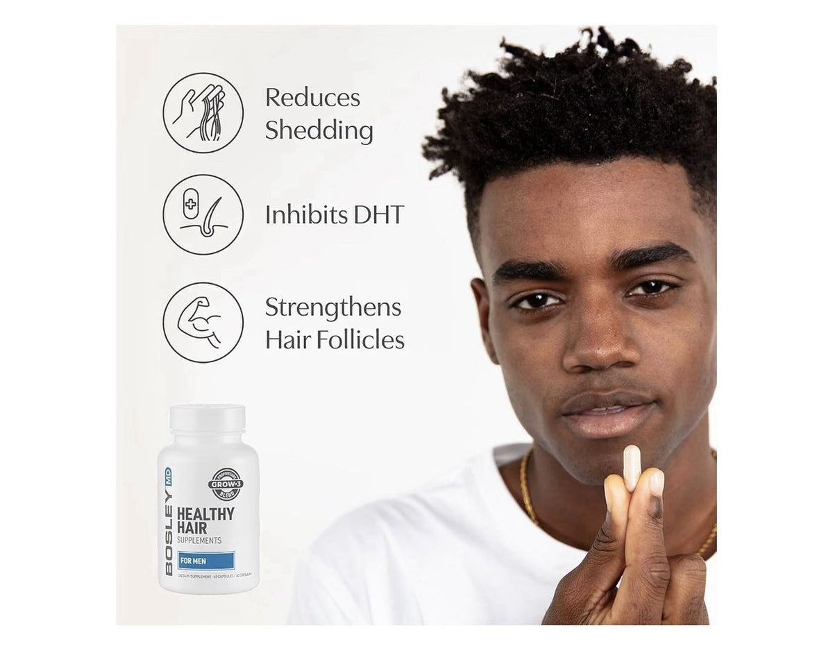 BosleyMD Healthy Hair Supplements For Men DHT-Blocking Botanicals 60 Capsules