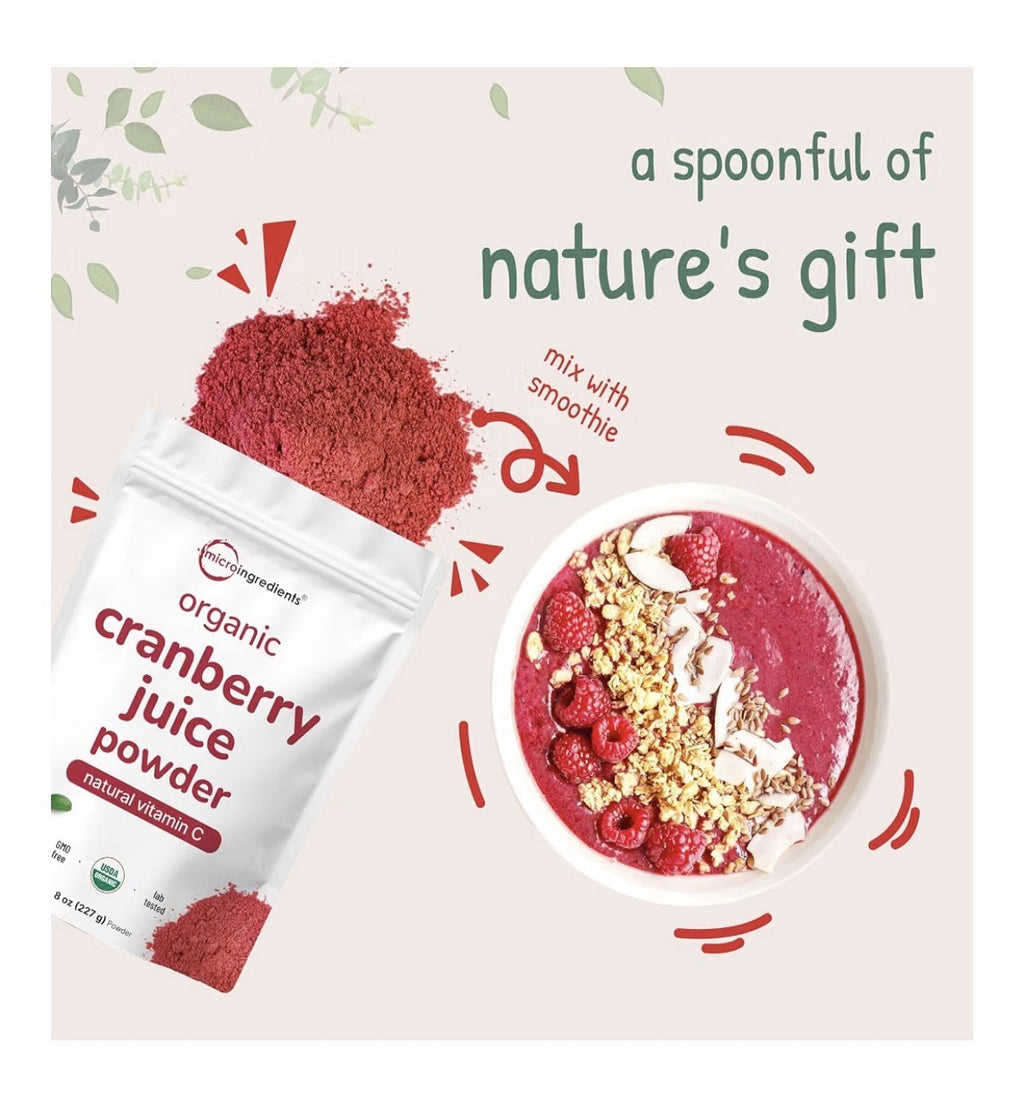 Micro Ingredients Cranberry Juice Powder Organic Natural Vitamin C 8 oz