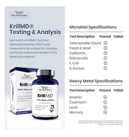 1MD Nutrition KrillMD Antarctic Krill Oil Omega 3 Astaxanthin EPA DHA 60Softgels