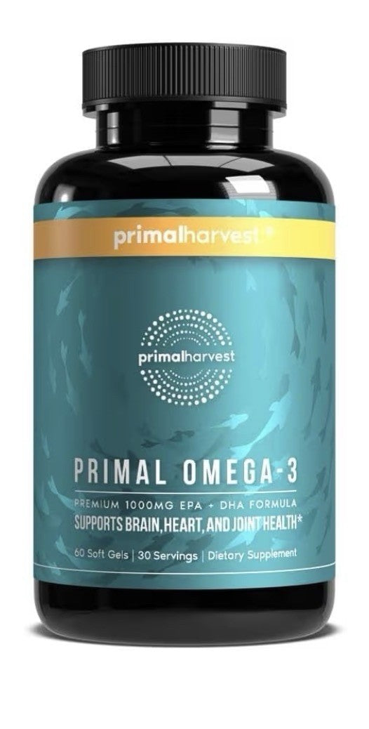 Primal Harvest Omega-3 EPA DHA Supports Brain Heart Joints Health 60 Softgels