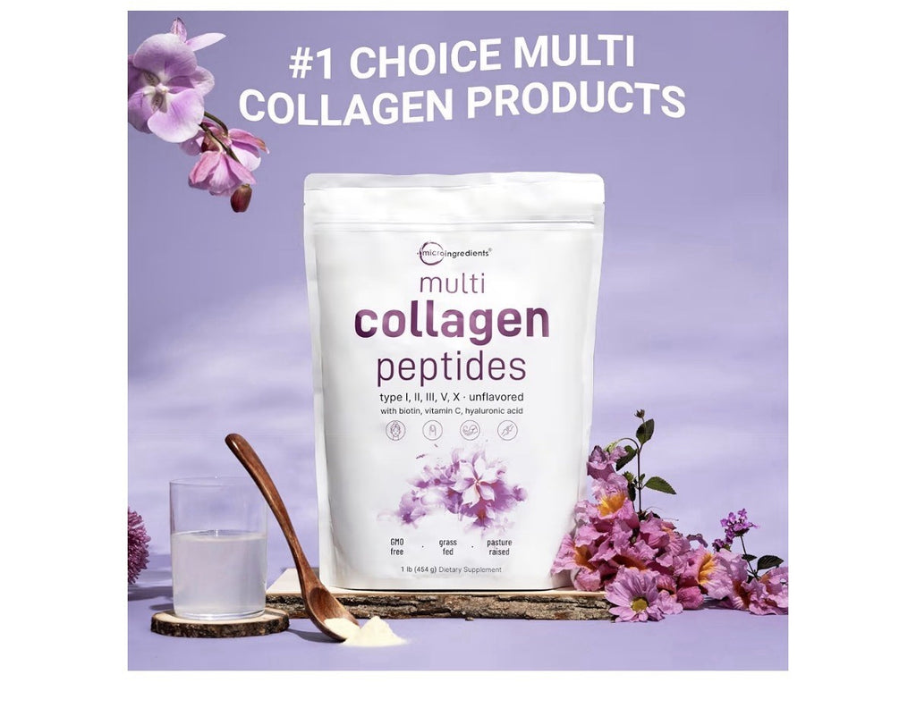 Micro Ingredients Multi Collagen Peptides Powder For Women & Men 2lb 82 Servings