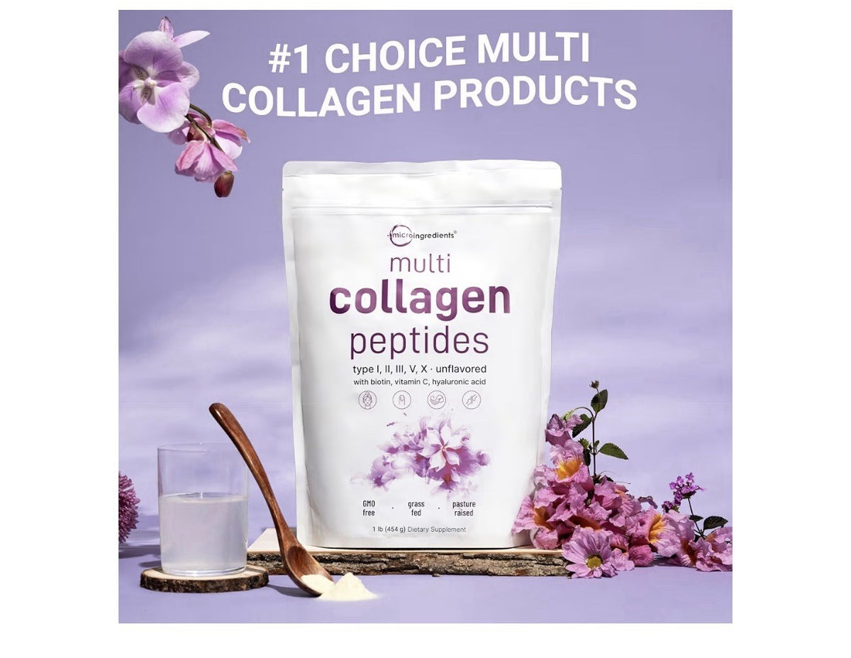 Micro Ingredients Multi Collagen Peptides Powder For Women & Men 2lb 82 Servings
