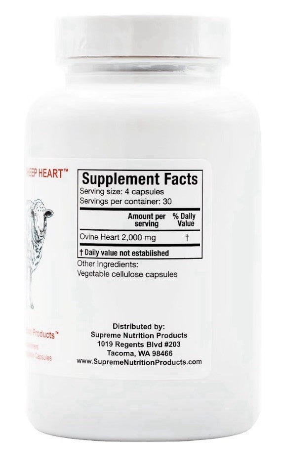 2 Pack Supreme Nutrition Grass Fed Sheep Heart Pure Ovine Heart Capsules
