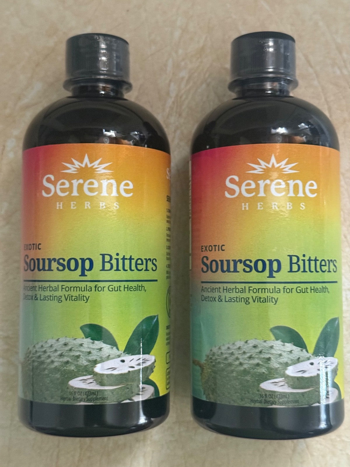 2 Packs  Serene Herbs Exotic Soursop Bitters Liquid Gut Health Detox Vitality