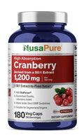 NusaPure Cranberry 1200mg With Bioperine 180 Veg Capsules 90 Servings