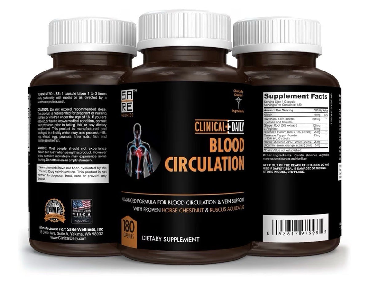 Clinical Daily Blood Circulation Supplement Circulation And Vein Support 180Caps