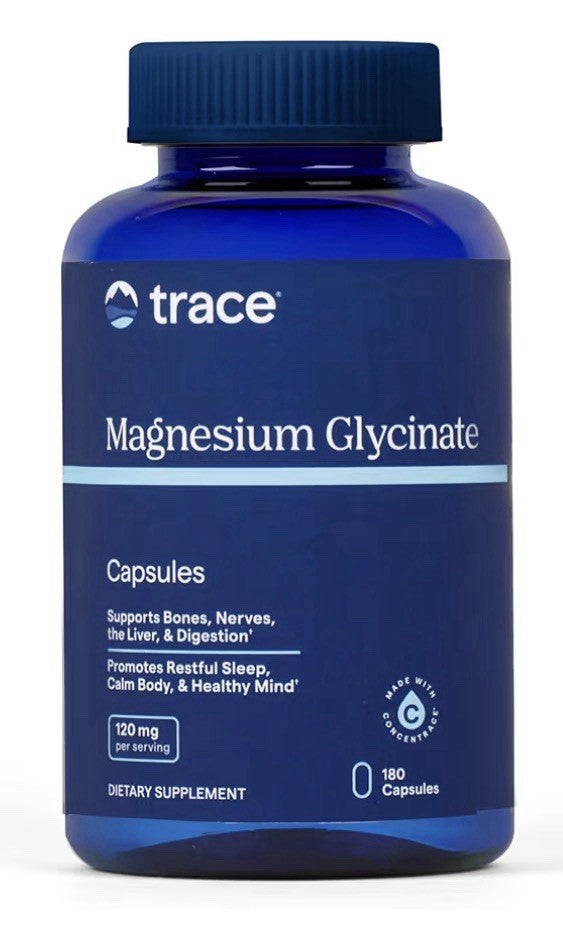 Trace Minerals Magnesium Glycinate Gentle Healthy Bones Nerve Mind Sleep 180Caps