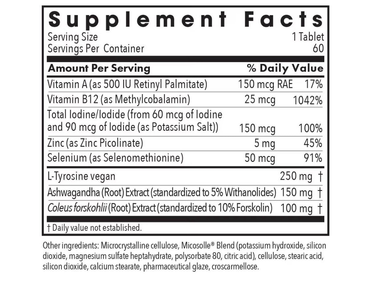 Allergy Research Group Thyroid Nutrition With Iodoral Thyroid Support 60 Tablets