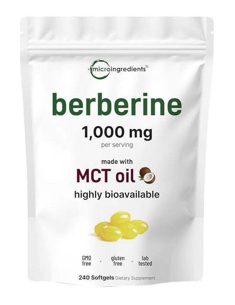 Micro Ingredients Berberine 1000mg with Mct Oil High Bioavailable 240 Softgels