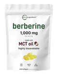 Micro Ingredients Berberine 1000mg with Mct Oil High Bioavailable 240 Softgels