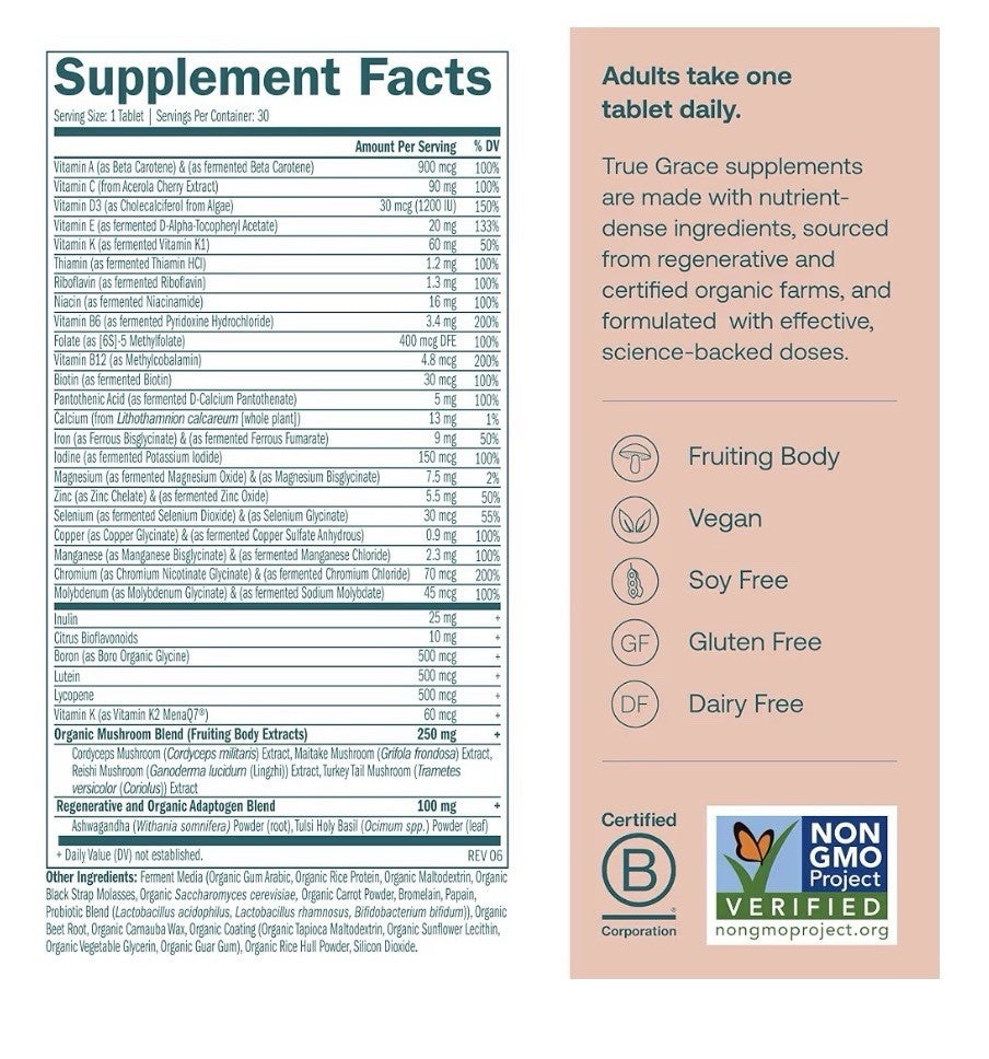 true grace one daily women's multivitamin immune energy beauty support 30 Tablet