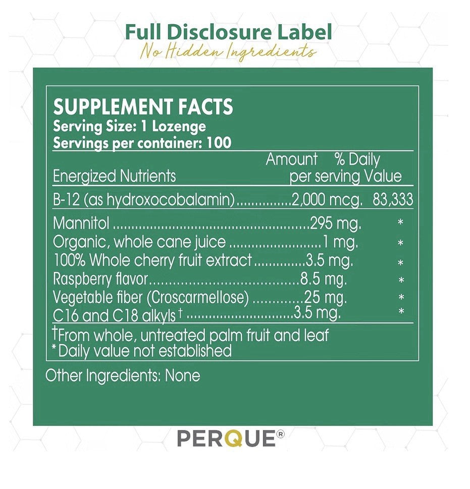 Perque Activated B-12 Guard Supports Energy And Endurance 100 lozenges
