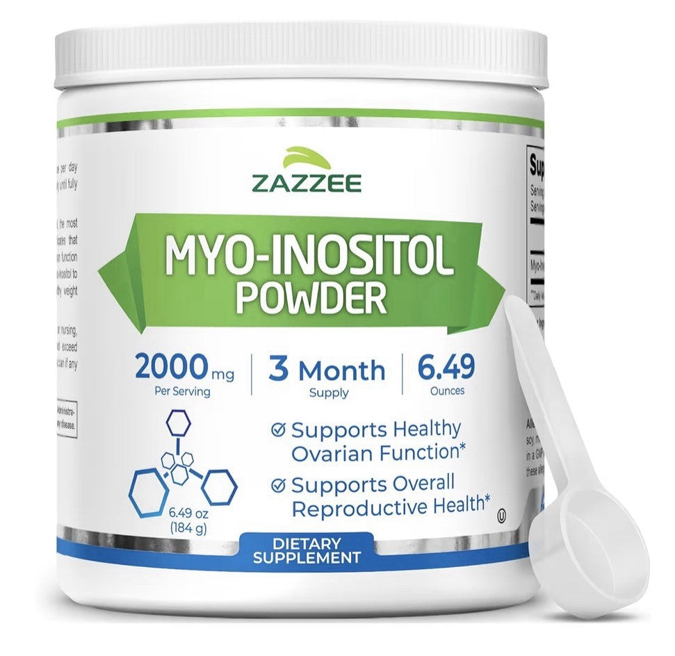 Zazzee Myo-Inositol Powder Ovarian Function Overall Reproductive Health 6.49 oz