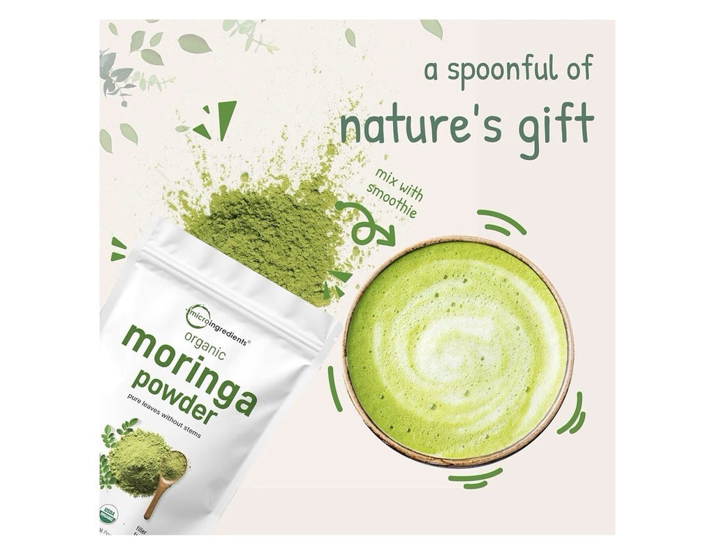 Micro Ingredients Moringa Oleifera Powder Organic Pure Leaves Without Stems 2 Ib
