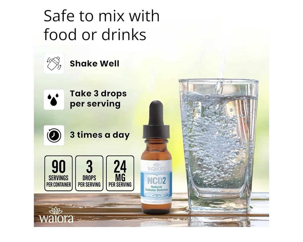 2Pack Waiora NCD2 Natural Cellular Defense Liquid Drops Mineral Cellular Support