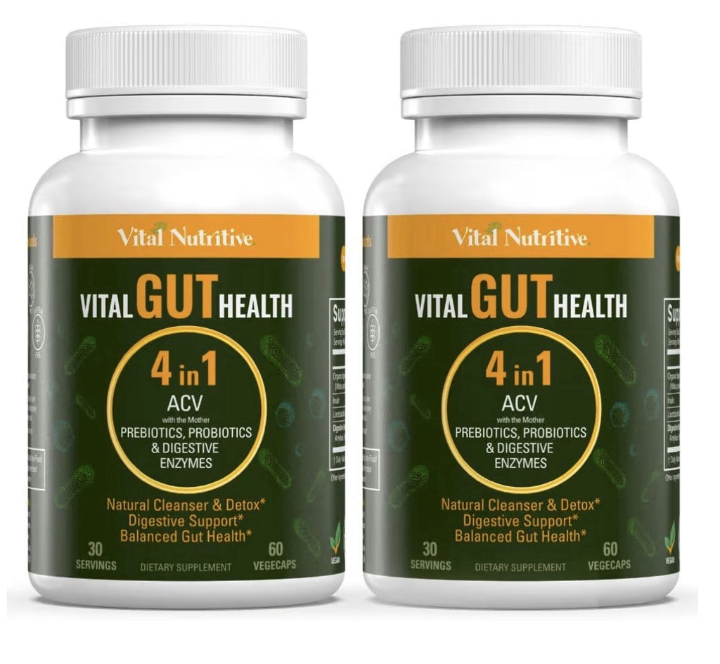 2 Pack Vital Nutritive Vital Gut Health 4inl with Apple Cider Vinegar Prebiotics