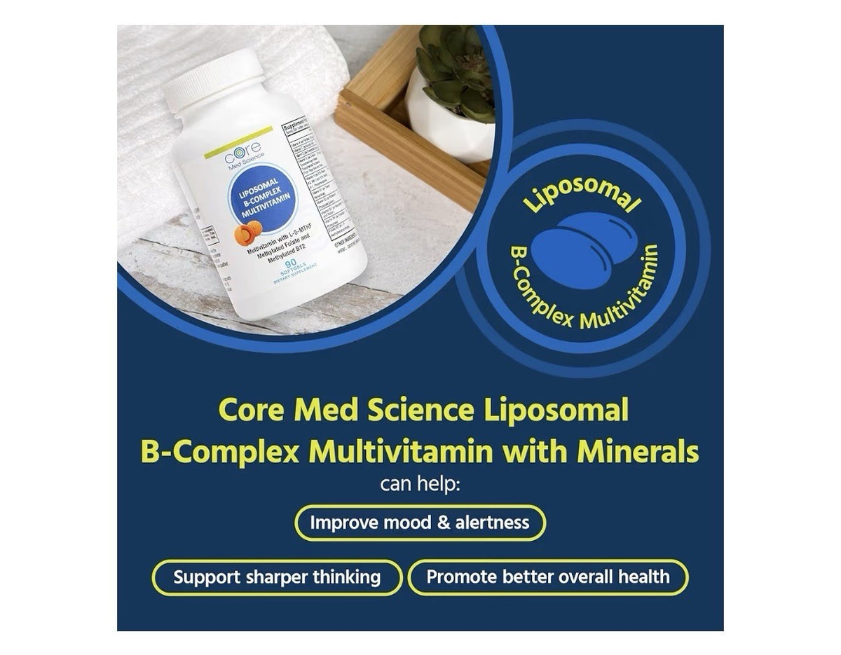 Core Med Science Liposomal B-Complex Multivitamin Methylated B12 90 Softgels