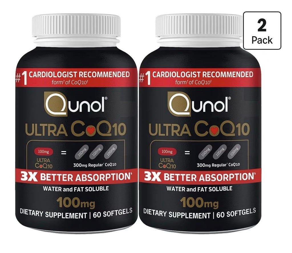 2 Pack Qunol Ultra CoQ10 100mg 3x Better Adsorption Water And fat Soluble