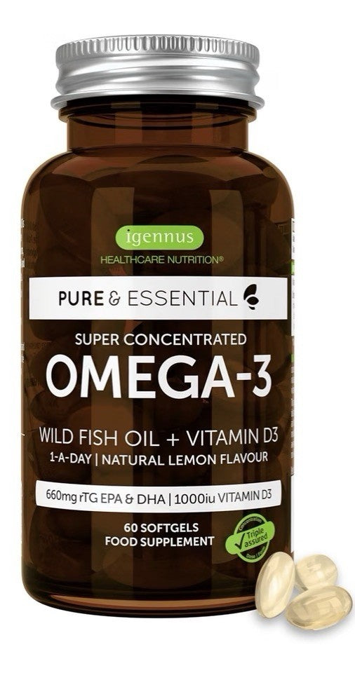 Igennus Healthcare Nutrition rTG Omega-3 Wild Fish Oil Vitamin D3 EPA DHA 60sgel