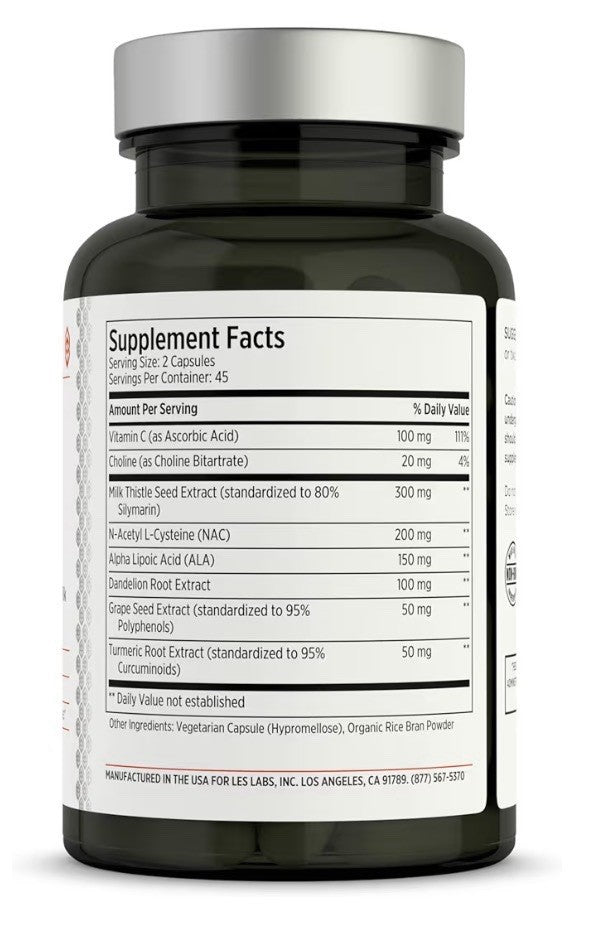 LES Labs Liver Support Promotes Healthy Liver Glutathione Detoxification 90 Caps