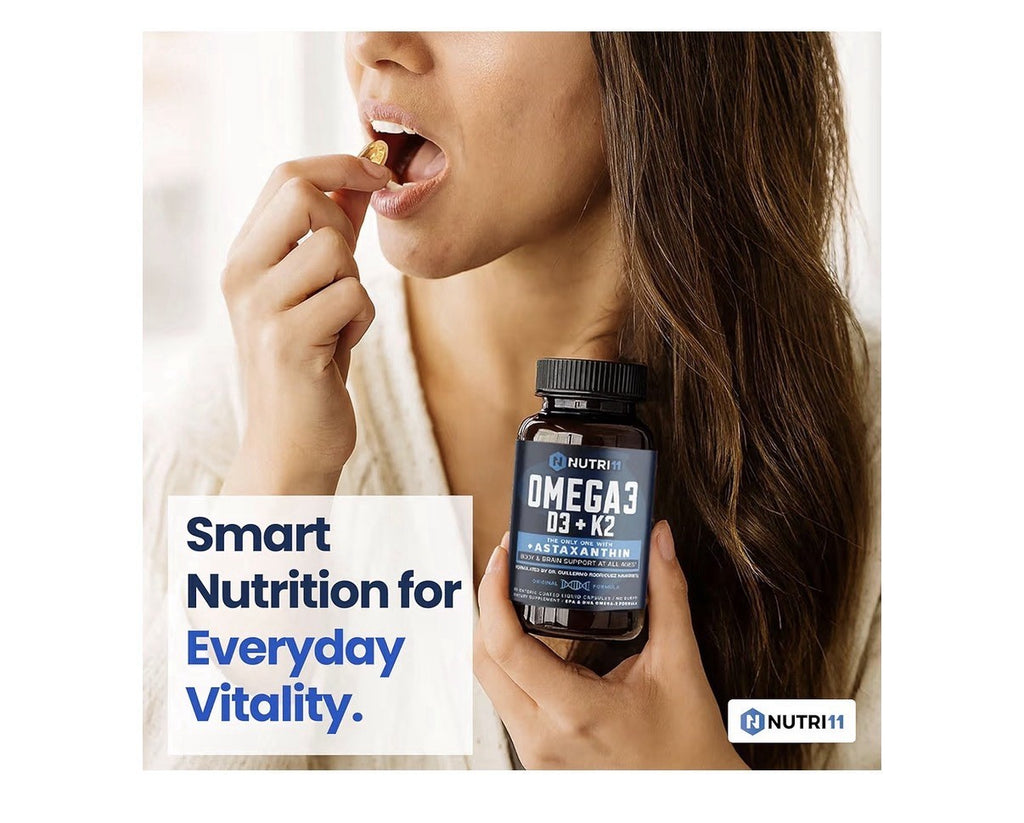 Nutri11 Omega-3 Fish Oil with Vitamin D3, K2 & Astaxanthin Body Brain Support