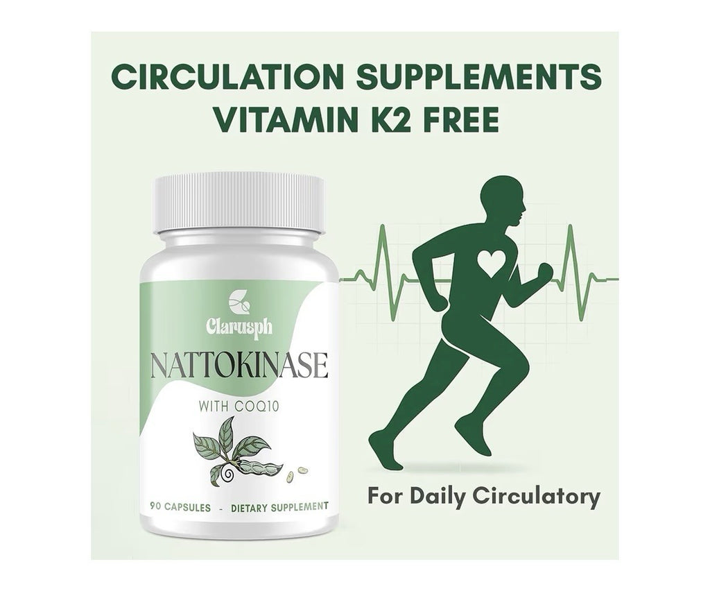 Clarusph Nattokinase With CoQ10 Supplement Circulation Supplements 90 Capsules